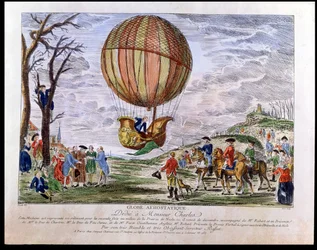 La deuxième ascension dans le champ de Nesle par Jacques Charles (1746-1823) le 1er décembre 1783